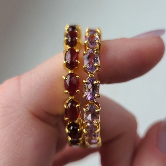 Bounkit Magaly Hoop Earrings, Amethyst | Garnet | Goldtone, NWT - Picture 15 of 15
